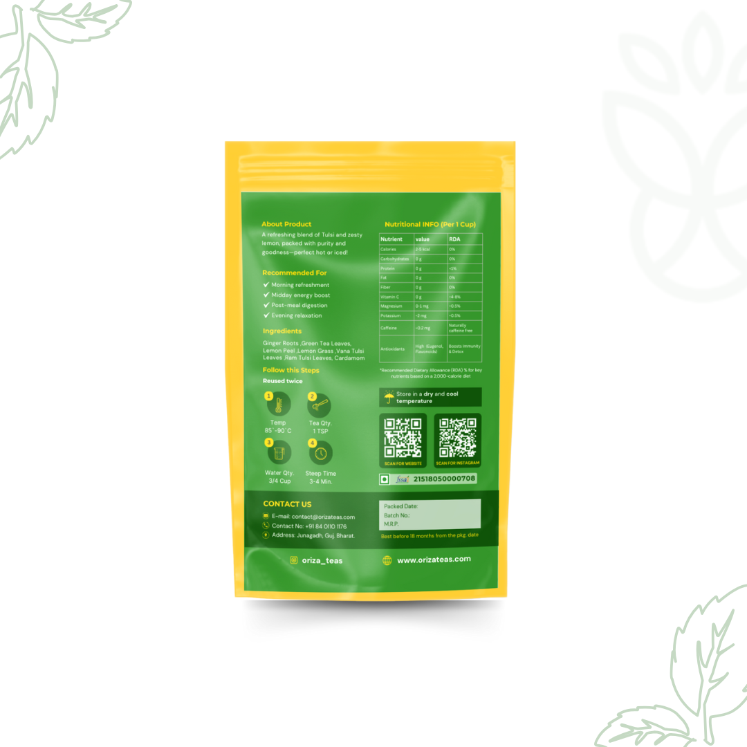 Tulsi Lemon Oriza Teas | Packet